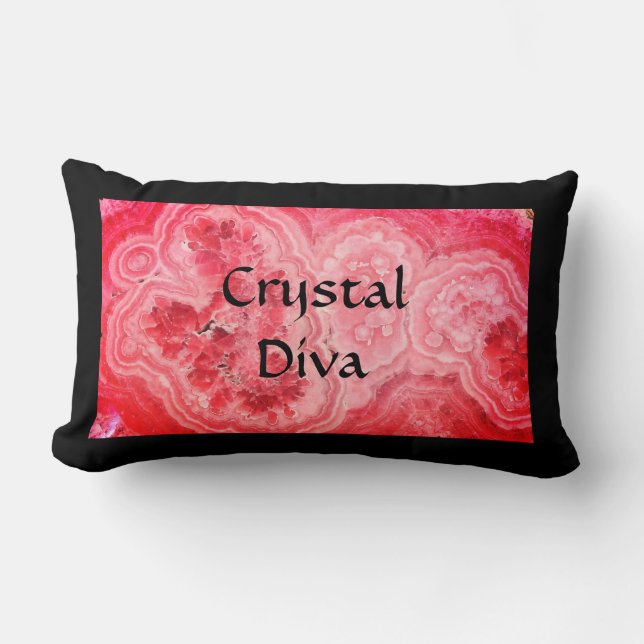 Coussin Rectangle Diva en cristal noir et rose (Recto)