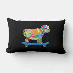 Coussin Rectangle Dog Colorful Cool Bulldog Puppy Skate