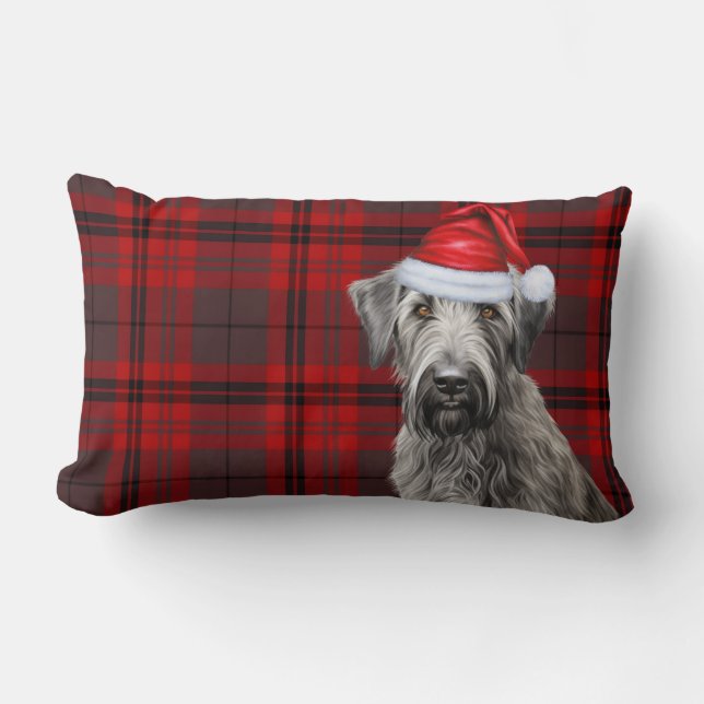 Coussin Rectangle Dog Lover Christmas Wolfhound Red Holiday Plaid (Recto)