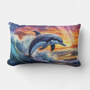 Coussin Rectangle Dolphin In The Galaxy Design par Rich AMeN Gill