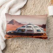 Coussin Rectangle Dôme d'habitat futuriste de Mars généré par l'IA (Couverture)