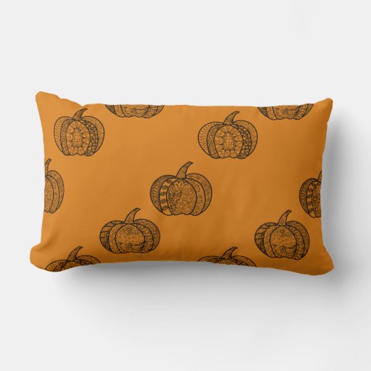 Coussin Rectangle Doodles d'Halloween boho zentangles citrouille Aut (Recto)
