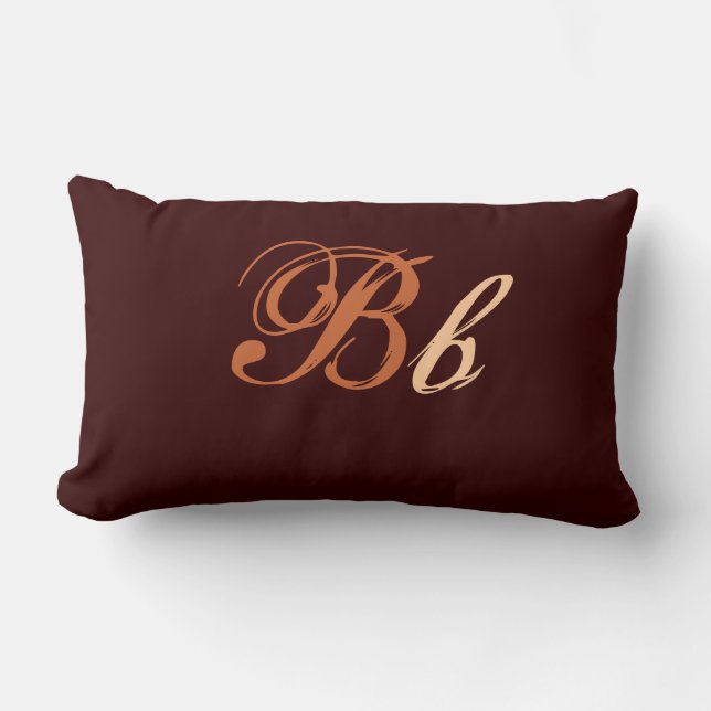 Coussin Rectangle Double B Monogramme en Brown et beige (Recto)