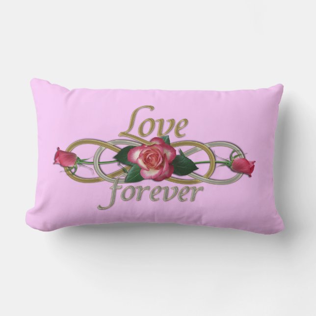 Coussin Rectangle Double Infinité - Amour Rose pour toujours (Recto)