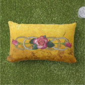 Coussin Rectangle Double Infinity Roses or argent + feuille d'or (Herbe)