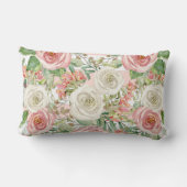 Coussin Rectangle Douce Petite Fille | Aquarelle Fleurs Roses et Bla (Verso)