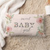 Coussin Rectangle Douce Petite Fille | Aquarelle Fleurs Roses et Bla (Couverture)