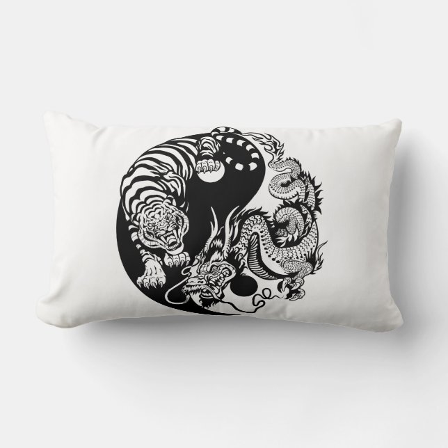 Coussin Rectangle dragon and tiger yin yang (Recto)