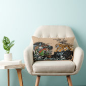 Coussin Rectangle Dragon asiatique contre le tigre (Chaise)