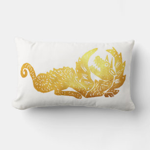 Coussin Rectangle Dragon d'or Lumbar Cushion 33 x 53 cm