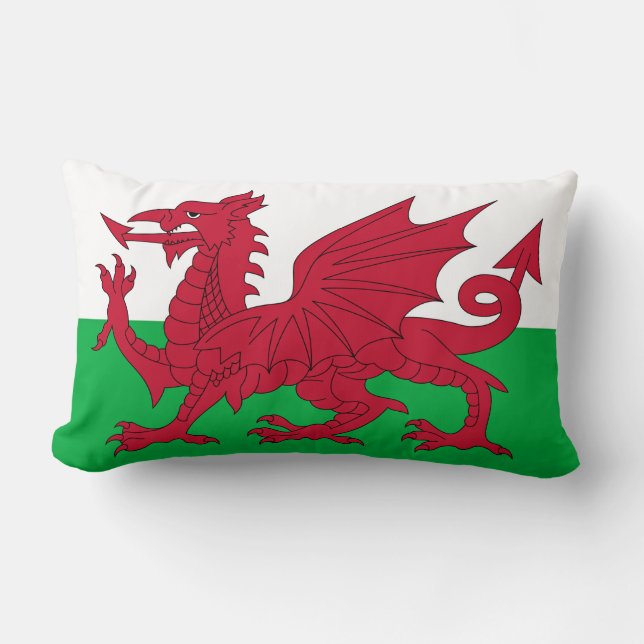 Coussin Rectangle Dragon gallois ~ Drapeau du Pays de Galles (Recto)