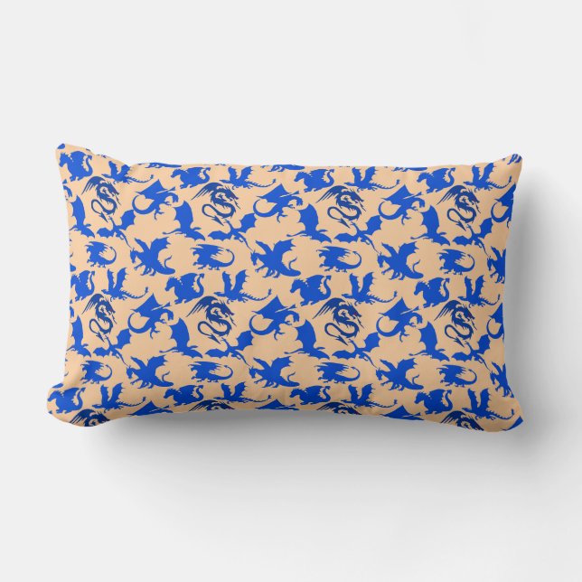Coussin Rectangle Dragon motif 02 blue.bwx4 Lorange BG (Recto)