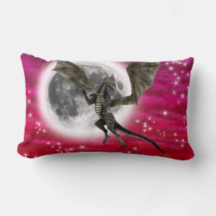Coussin Rectangle Dragon Noir - Créature Fantastique Mythique Ciel R