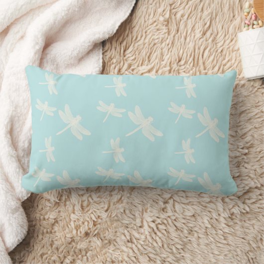 Coussin Rectangle Dragonflies Blue Cream Motif (Couverture)
