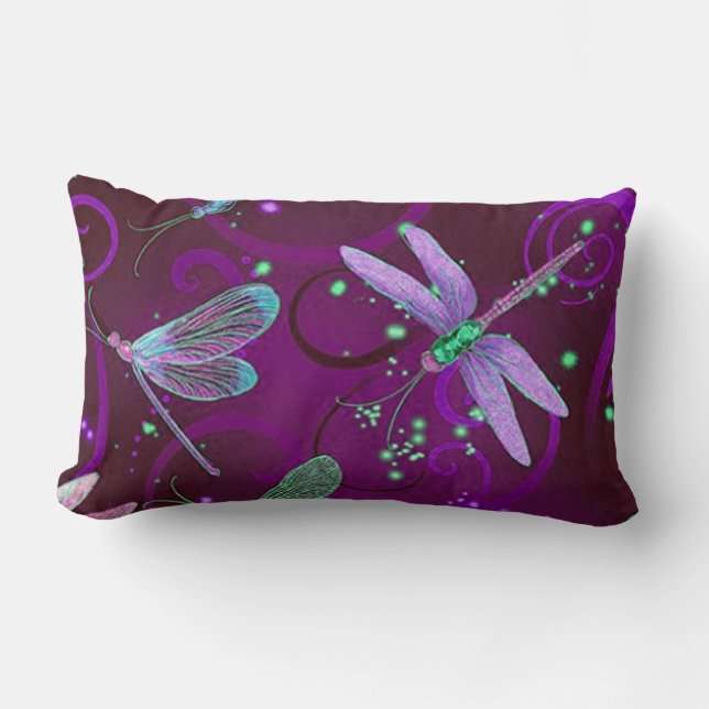 Coussin Rectangle Dragonflies pourpre (Recto)