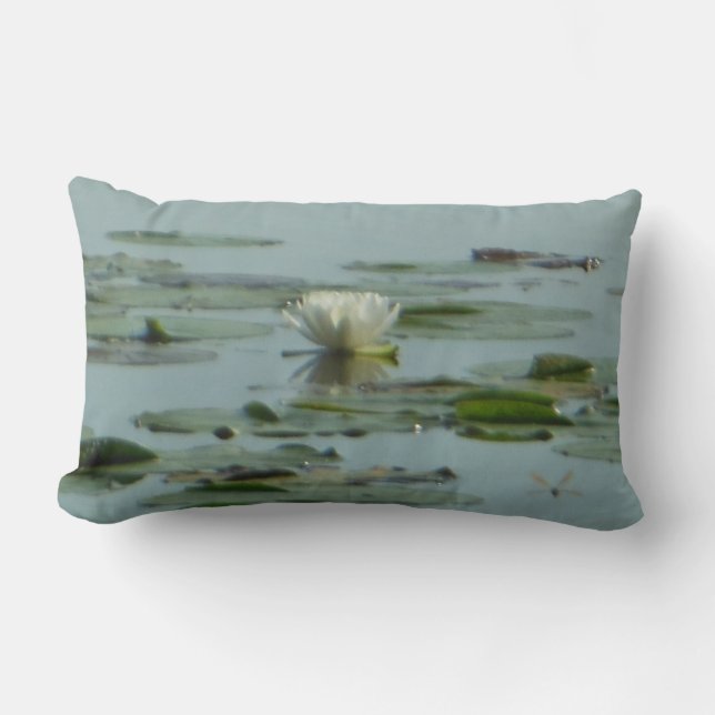 Coussin Rectangle Dragonfly Nenuphar blanc (Recto)