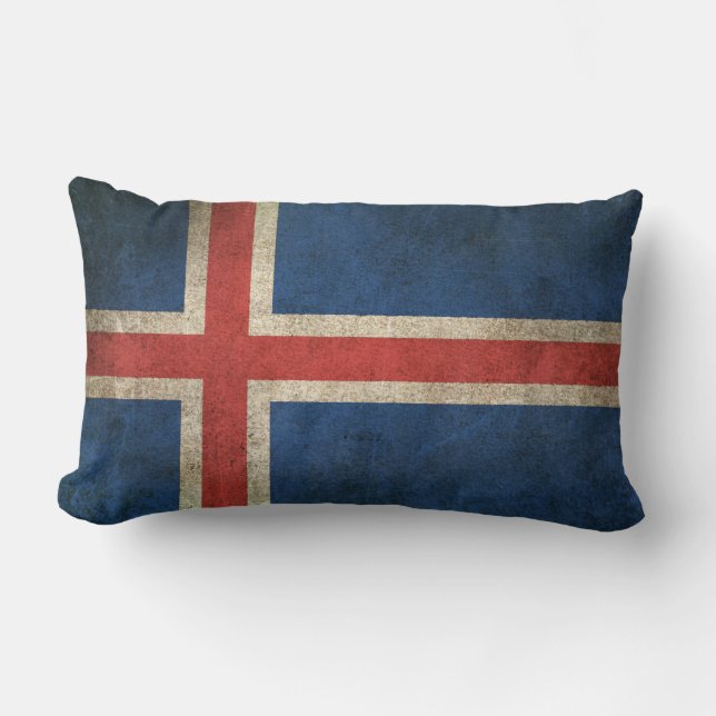 Coussin Rectangle Drapeau affligé par cru de l'Islande (Recto)