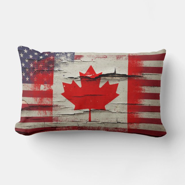 Coussin Rectangle Drapeau américain canadien de la peinture | de (Recto)