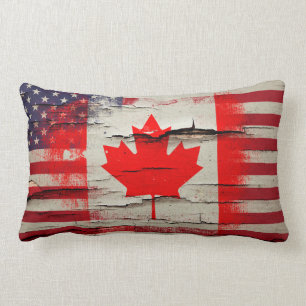 Coussin Rectangle Drapeau américain canadien de la peinture   de
