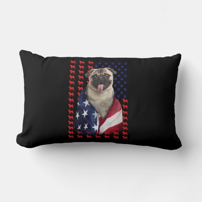 Coussin Rectangle Drapeau américain Puggy (Recto)