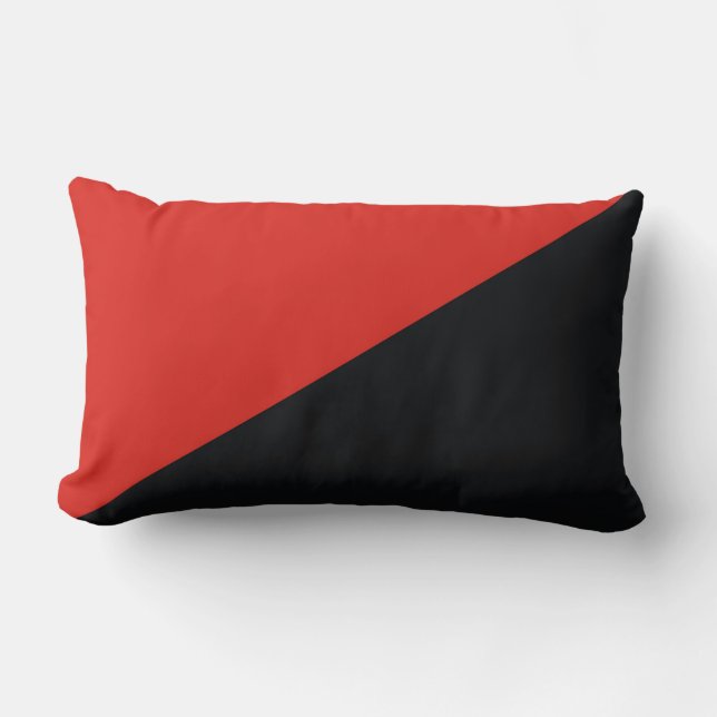 Coussin Rectangle drapeau anarchique rouge noir (Recto)