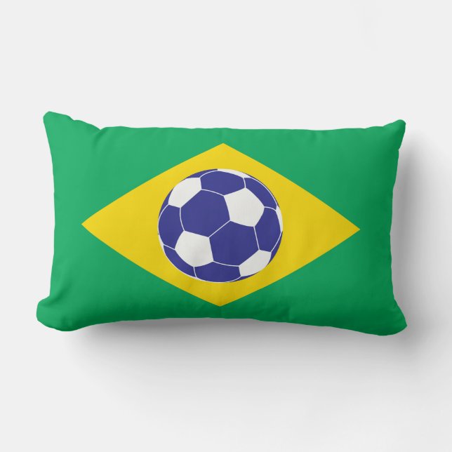 Coussin Rectangle Drapeau brésilien de football (Recto)