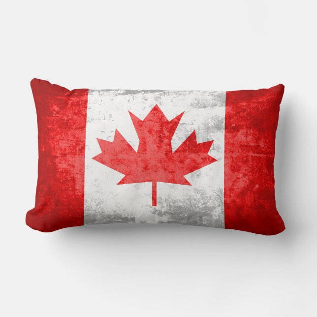 Coussin Rectangle Drapeau canadien Grunge 2 (Recto)