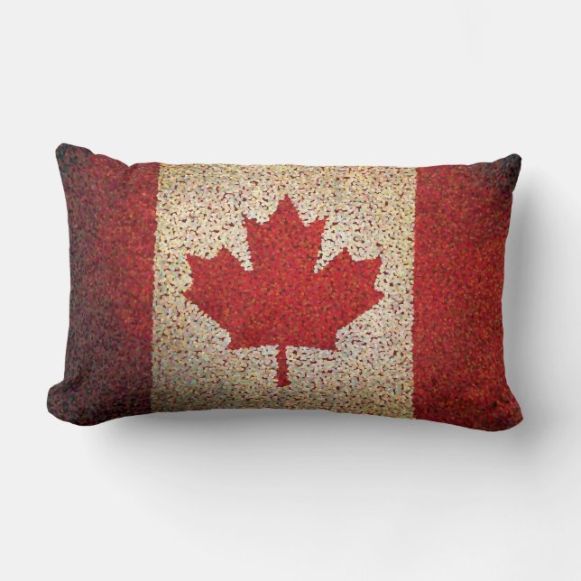 Coussin Rectangle Drapeau canadien grunge de feuille d'érable (Recto)
