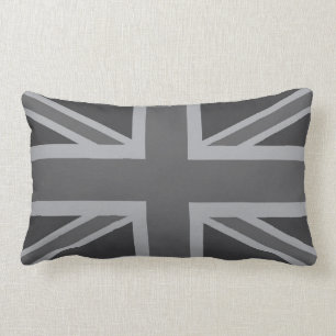 Coussin Rectangle Drapeau classique noir gris d'Union Jack les