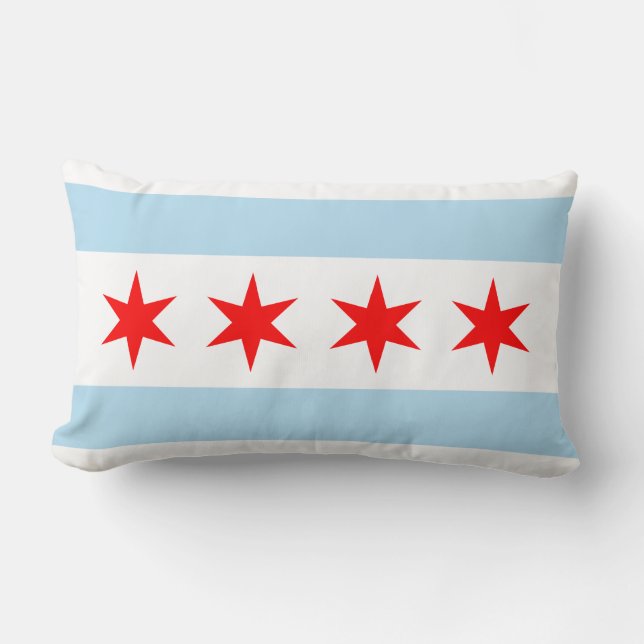 Coussin Rectangle Drapeau de Chicago, l'Illinois (Recto)