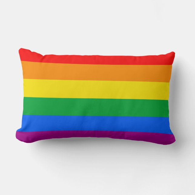 Coussin Rectangle Drapeau de fierté arc-en-ciel LGBTQ+ (Recto)