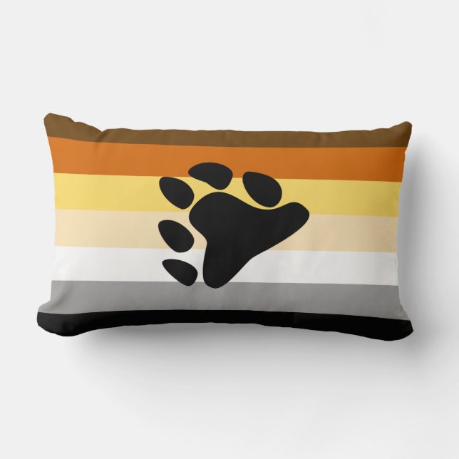 Coussin Rectangle Drapeau de fierté de l'ours avec patte (Recto)