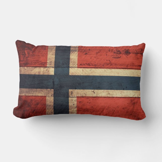 Coussin Rectangle Drapeau de Norvège en bois (Recto)
