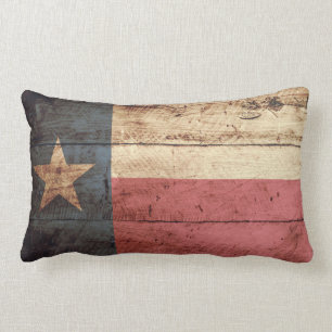 Coussin Rectangle Drapeau d'état du Texas sur le vieux grain en boi