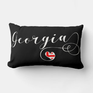 Coussin Rectangle Drapeau géorgien à Coeur, Géorgie