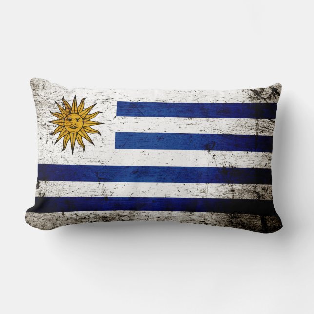 Coussin Rectangle Drapeau grunge noir de l'Uruguay (Recto)