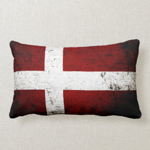 Coussin Rectangle Drapeau grunge noir du Danemark