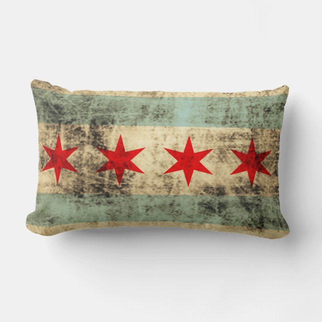 Coussin Rectangle Drapeau grunge vintage de Chicago (Recto)
