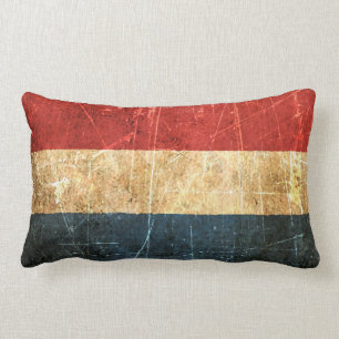 Coussin Rectangle Drapeau néerlandais vintage rayé et porté
