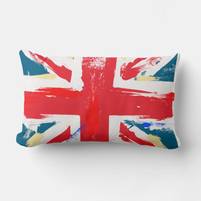 Coussin Rectangle Drapeau Union Jack britannique vintage usé (Recto)