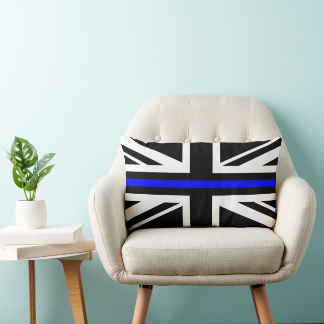 Coussin Rectangle Drapeau Union Jack de la ligne bleue mince du Roya (Chaise)
