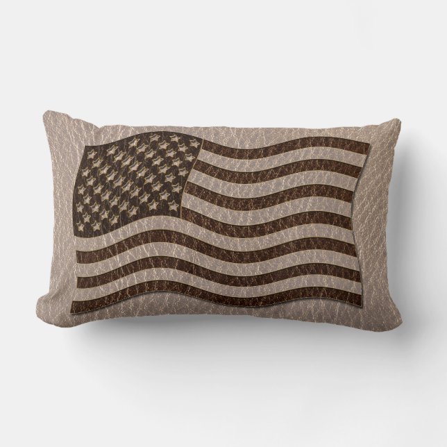 Coussin Rectangle Drapeau USA Soft en cuir (Recto)