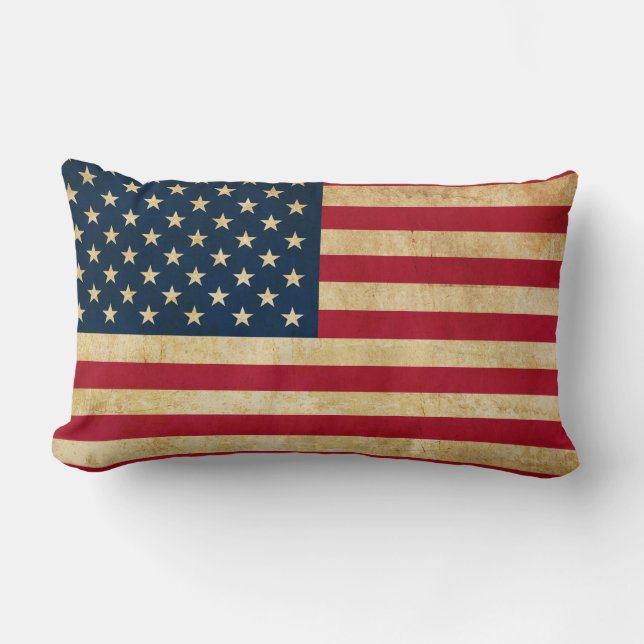 Coussin Rectangle Drapeau vintage patriotique américain (Recto)