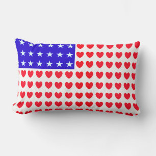 Coussin Rectangle Drapeaux Cœurs et Étoiles