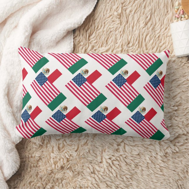 Coussin Rectangle Drapeaux mexicains et américains (Couverture)