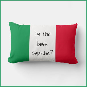 Coussin Rectangle Drôle Je suis le Boss italien Drapeau Jeu d'oreill