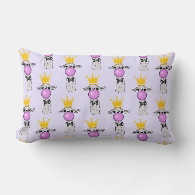 Coussin Rectangle Drôle Llama souffle un Motif de bulle rose (Recto)