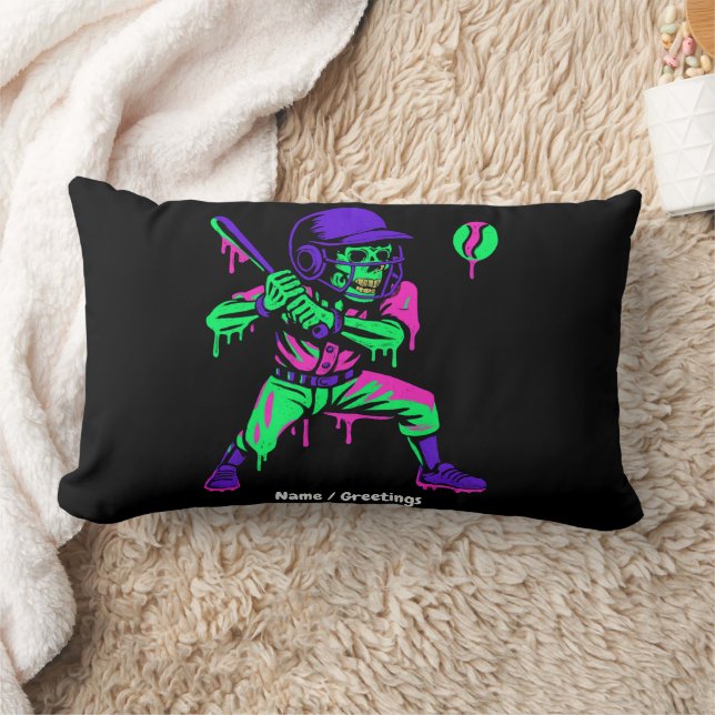 Coussin Rectangle Drôle Skeleton Batting Glace Cream Driving Basebal (Couverture)