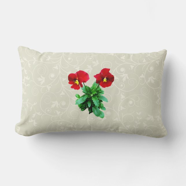 Coussin Rectangle Duo Pansy rouge (Recto)