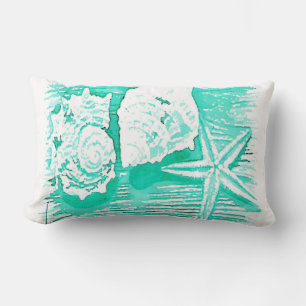 Coussin Rectangle eau de la plage côtière coquillage turquoise étoil